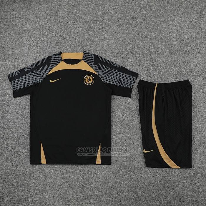 Fato de Treino Chelsea Manga Curta 2022-2023 Preto - Calcas Curta